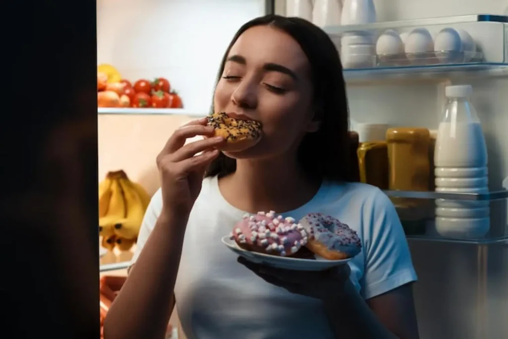 Persona comiendo por ansiedad – hambre emocional - clinica de sobrepeso obesidad y metabolismo